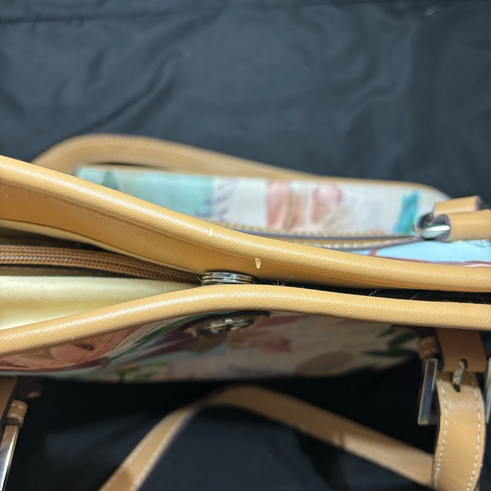 Vintage GIANI BERNINI Colorful Tropical Flower Parrot Print Tote Handbag - Picture 10 of 12